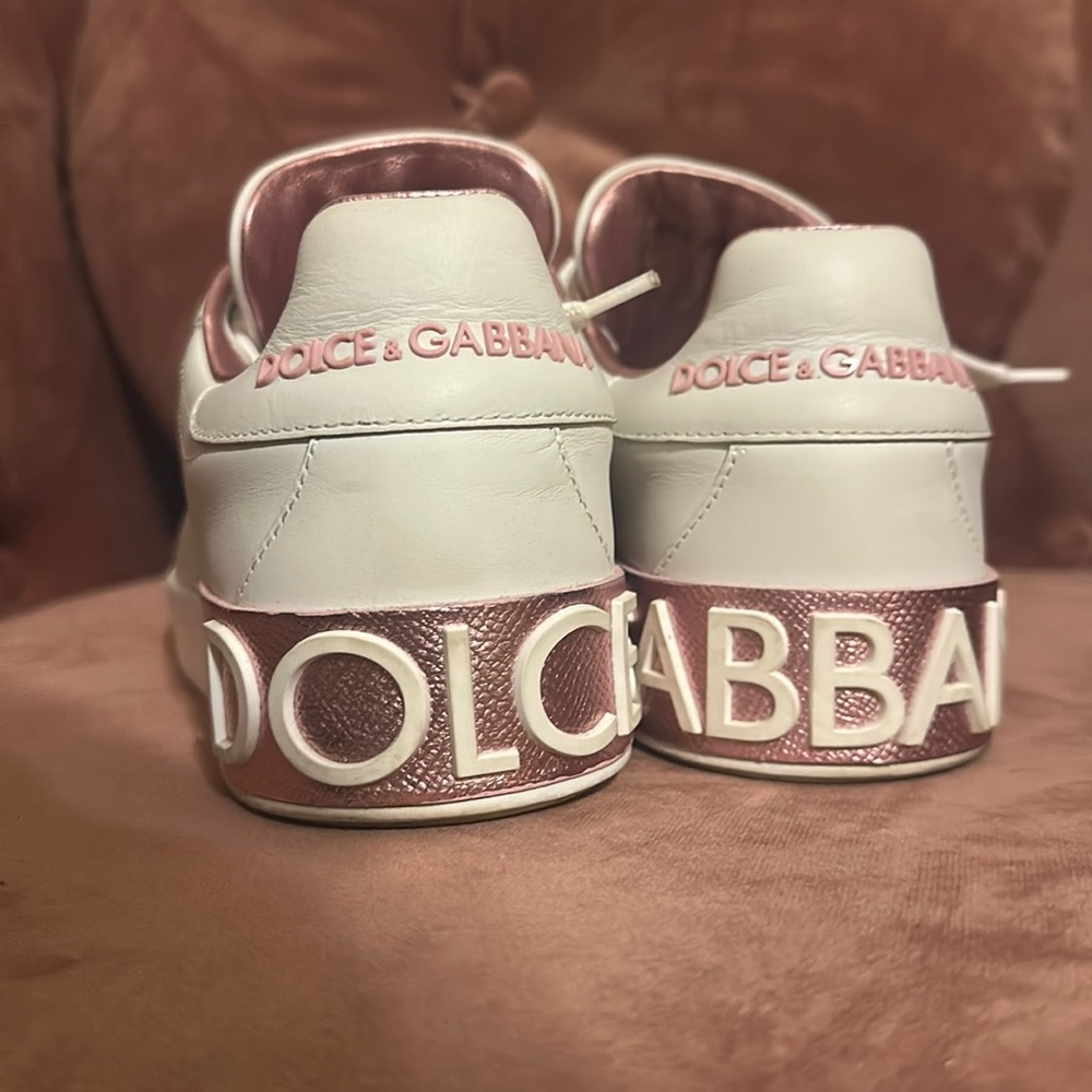 Dolce and Gabana women’s low top pink and white sneaker size 39